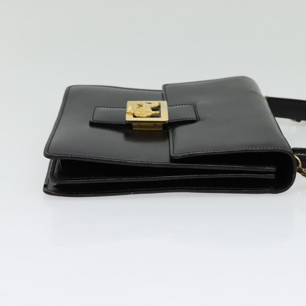 CELINE Hand Bag Leather 2way Black Gold Auth sw1250 - Picture 4 of 16